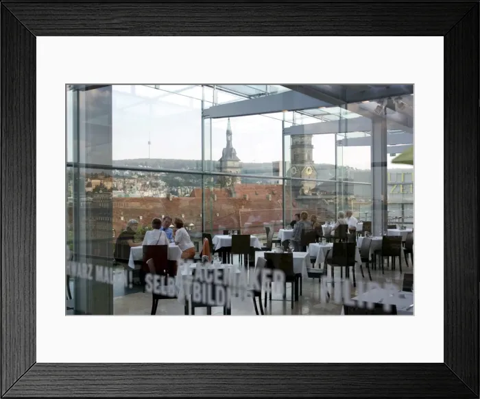 Framed Print : People sitting in the restaurant at the Kunstmuseums cafe