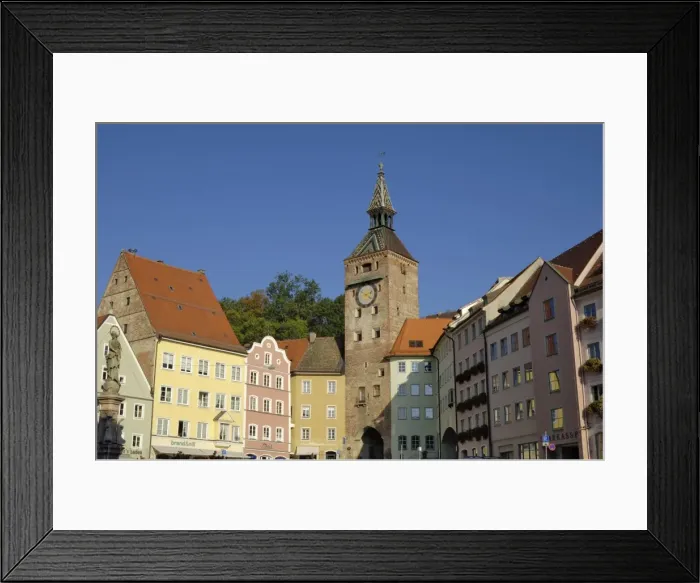 Framed Print : Schmalzturm (Lard Tower) and town houses in Hauptplatz