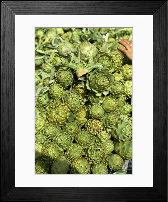 Framed Print : Close-up of globe artichokes on market day Framed Print : Close-up of globe artichokes on market day