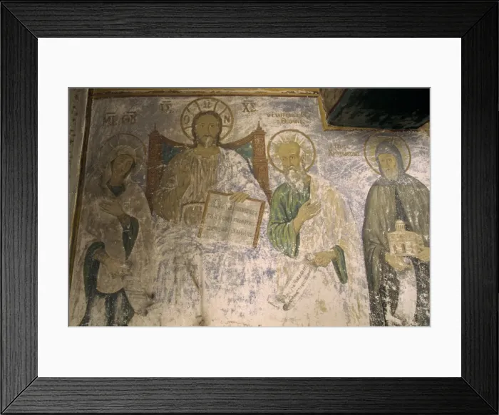 Framed Print : Interior frescoes on church wall in the Monastery of St Framed Print : Interior frescoes on church wall in the Monastery of St
