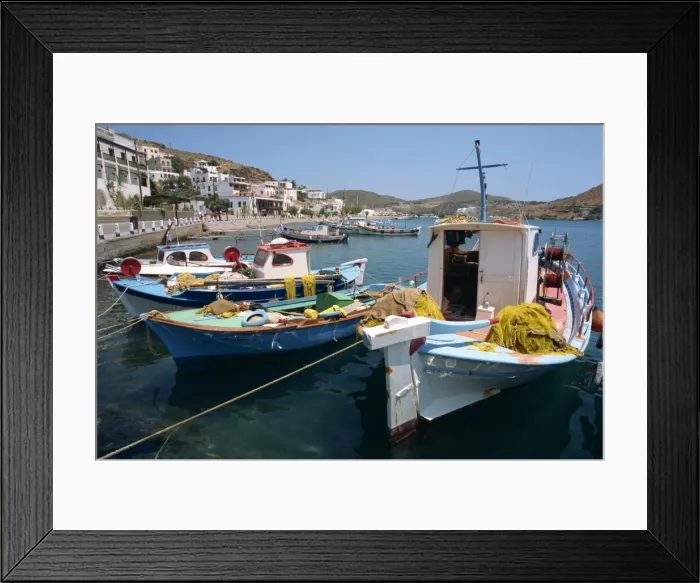 Framed Print : Fishing boats in the harbor at Skala on Patmos Framed Print : Fishing boats in the harbor at Skala on Patmos