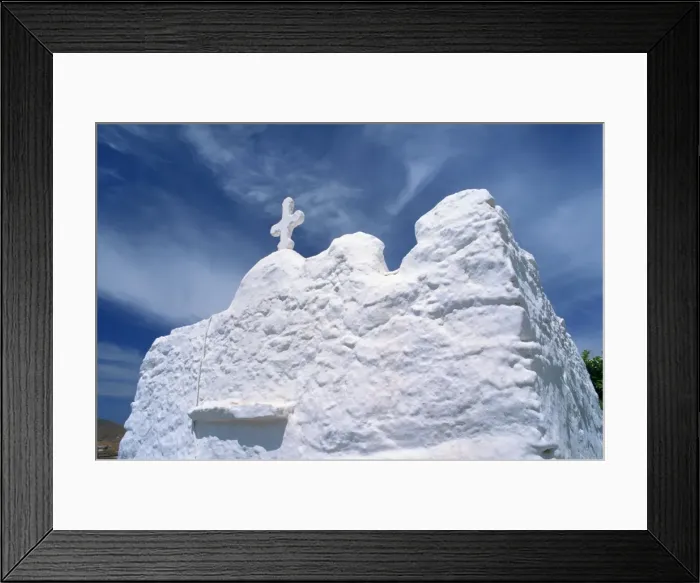 Framed Print : Close-up of rough walls of whitewashed chapel on Mykonos Framed Print : Close-up of rough walls of whitewashed chapel on Mykonos