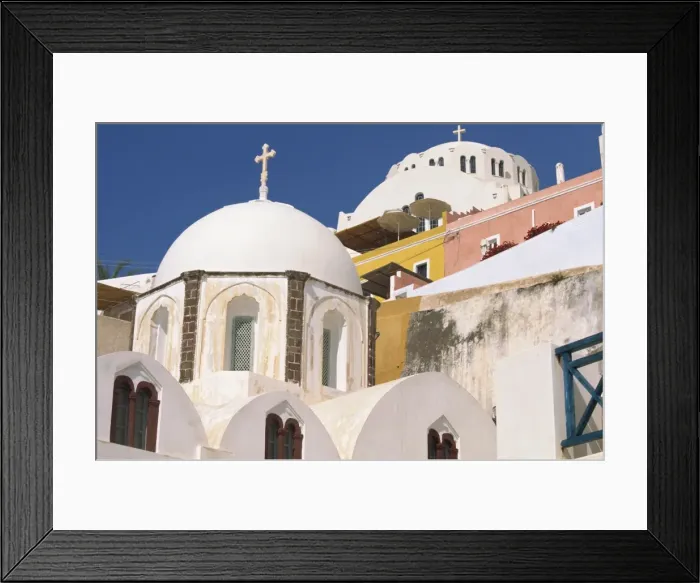 Framed Print : Detail of chapels in Fira Town Framed Print : Detail of chapels in Fira Town