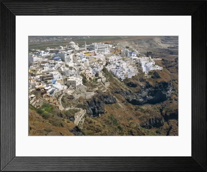 Framed Print : Aerial view over Fira Town Framed Print : Aerial view over Fira Town