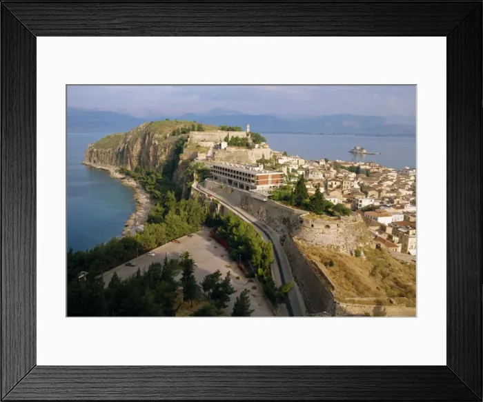 Framed Print : Town and medieval fortifications on the peninsula at Nafplion Framed Print : Town and medieval fortifications on the peninsula at Nafplion