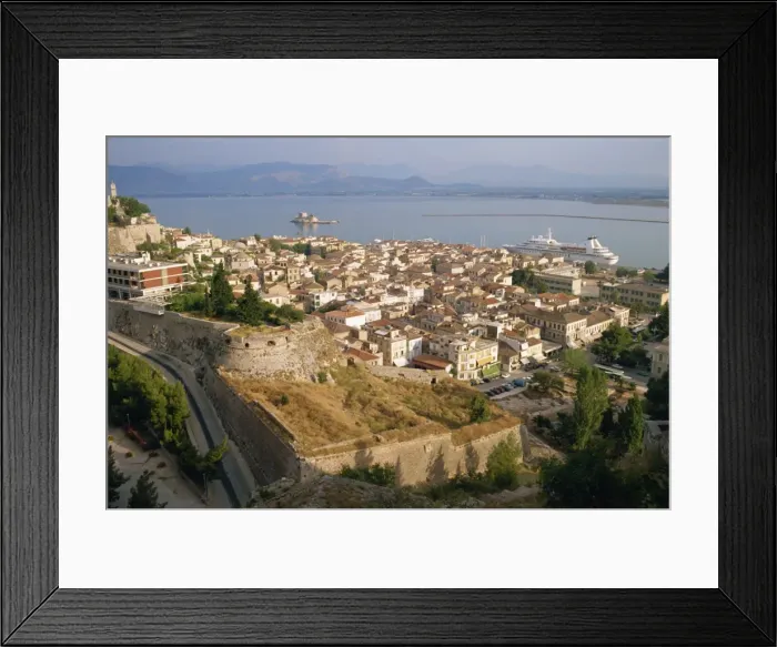 Framed Print : The town of Nafplion with cruise ship in port Framed Print : The town of Nafplion with cruise ship in port