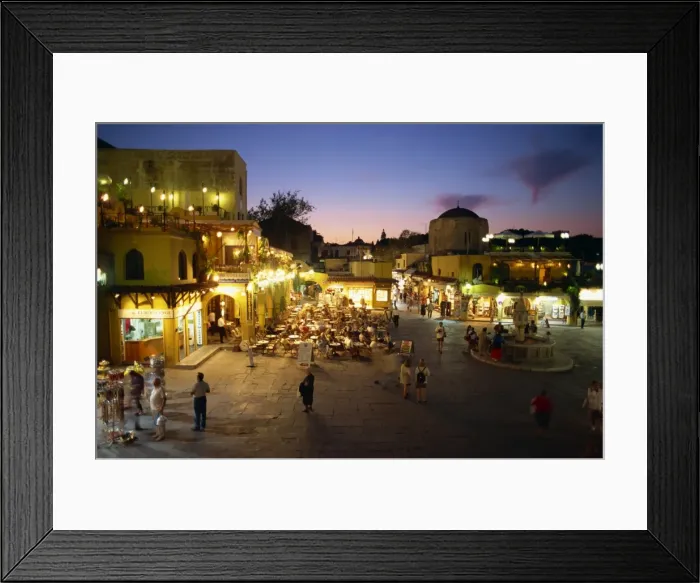 Framed Print : Aerial view over the pavement cafes and restaurants Framed Print : Aerial view over the pavement cafes and restaurants