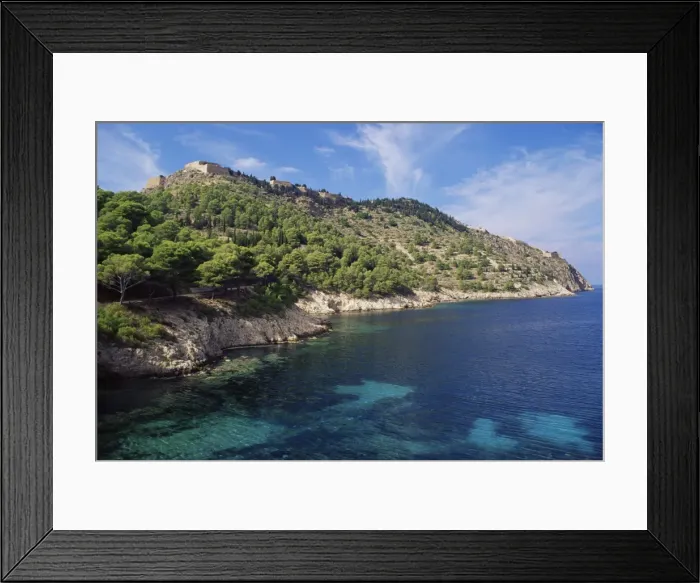 Framed Print : Ruins of 16th century Venetian castle above the coast Framed Print : Ruins of 16th century Venetian castle above the coast