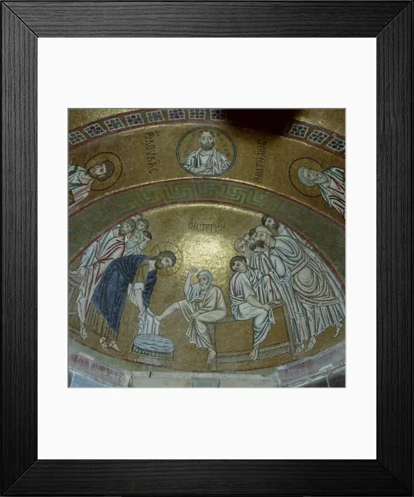Framed Print : Mosaic showing Jesus Christ washing the feet of Peter