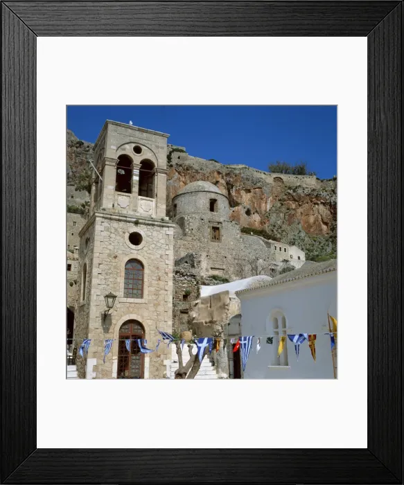 Framed Print : Greek flags and bunting for Independence Day Framed Print : Greek flags and bunting for Independence Day