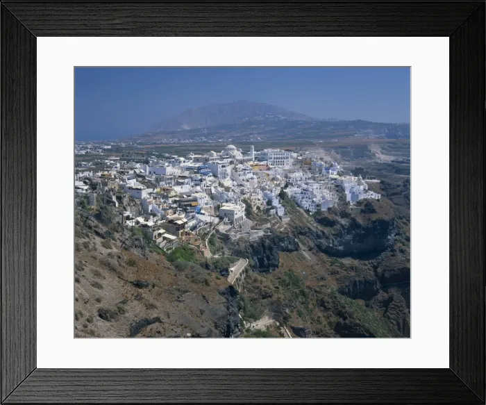 Framed Print : Aerial view over the houses of Fira Town Framed Print : Aerial view over the houses of Fira Town