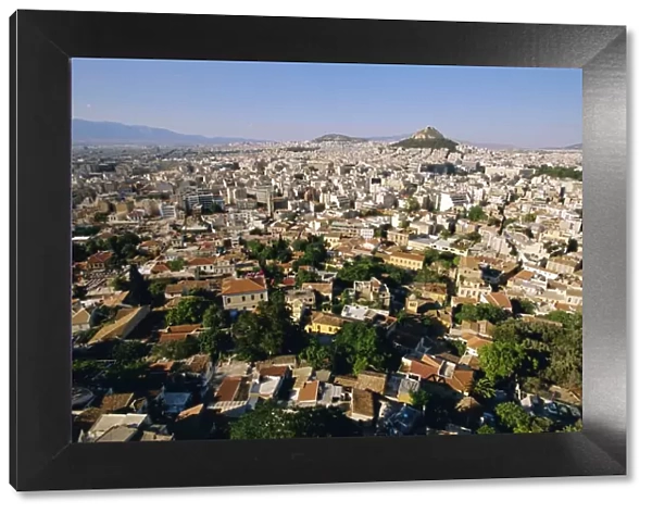 View across Athens from Plaka towards Lykavittos Hill