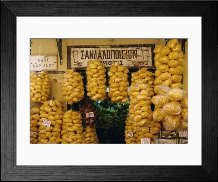 Framed Print : Sponges for sale in Plaka Framed Print : Sponges for sale in Plaka