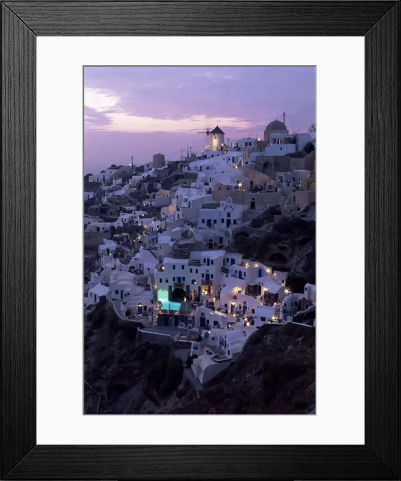Framed Print : Windmill and village of Oia Framed Print : Windmill and village of Oia