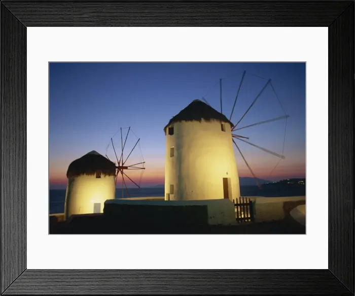 Framed Print : Floodlit windmills at night Framed Print : Floodlit windmills at night