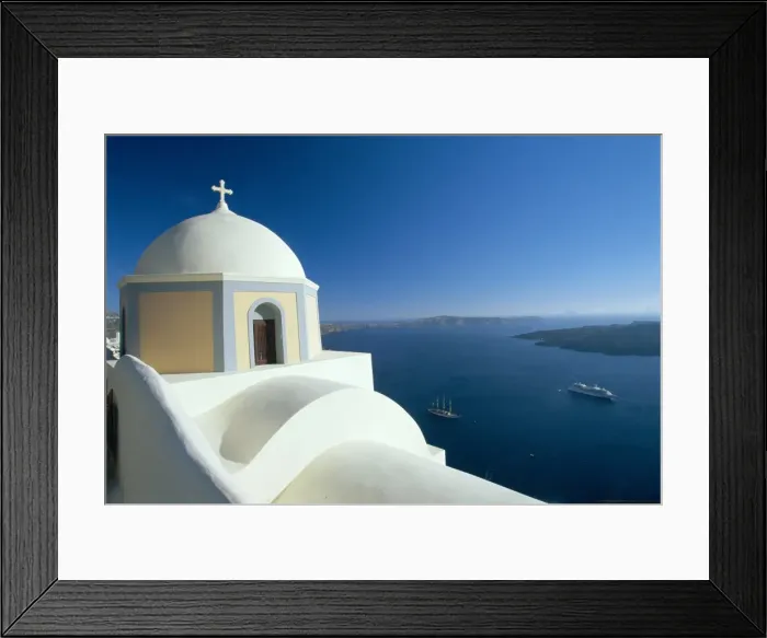 Framed Print : Domed church and view out to sea Framed Print : Domed church and view out to sea