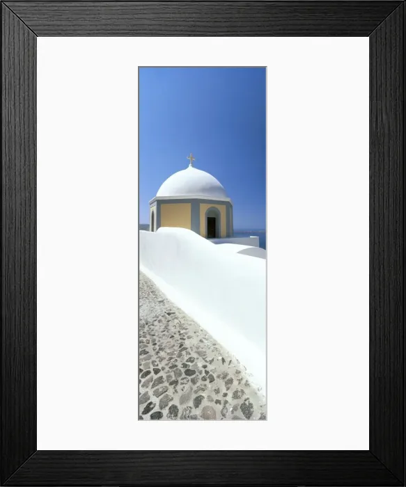 Framed Print : Painted church and cobbled street Framed Print : Painted church and cobbled street