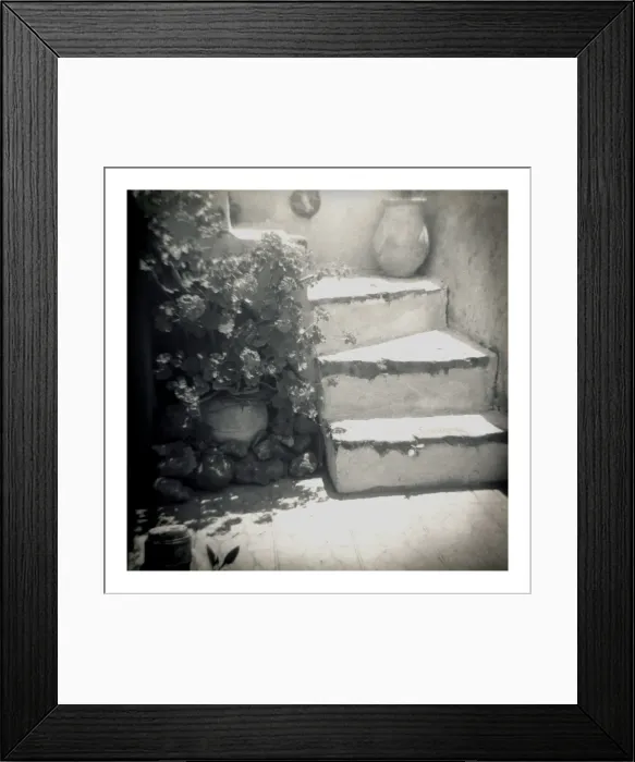 Framed Print : Polaroid of whitewashed stone steps Framed Print : Polaroid of whitewashed stone steps