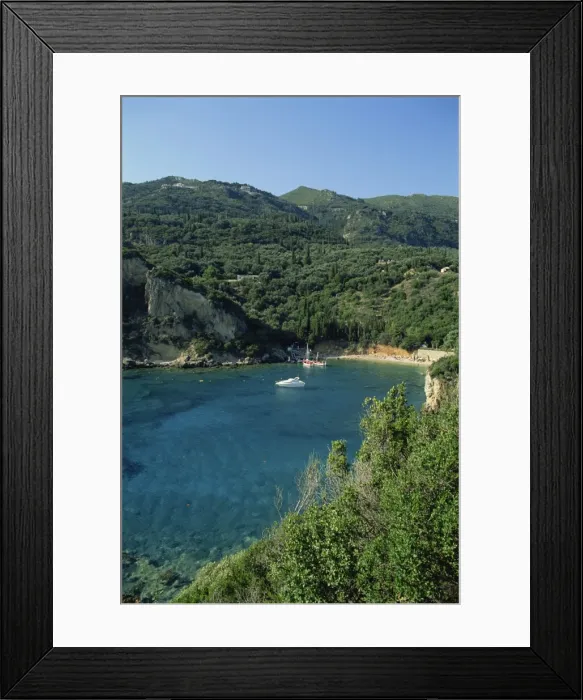 Framed Print : Two boats in a bay at Paleokastritsa Framed Print : Two boats in a bay at Paleokastritsa