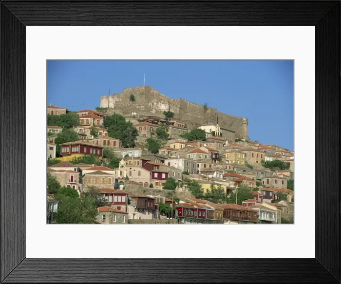 Framed Print : The town and castle on the skyline at Molyvos Framed Print : The town and castle on the skyline at Molyvos