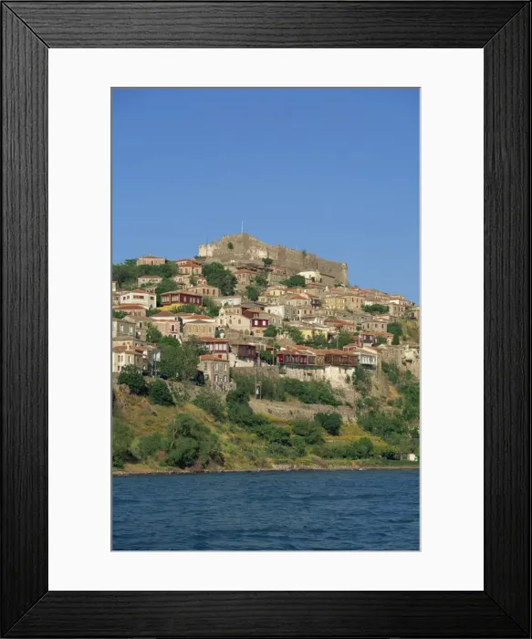 Framed Print : The town and castle on the skyline at Molyvos Framed Print : The town and castle on the skyline at Molyvos