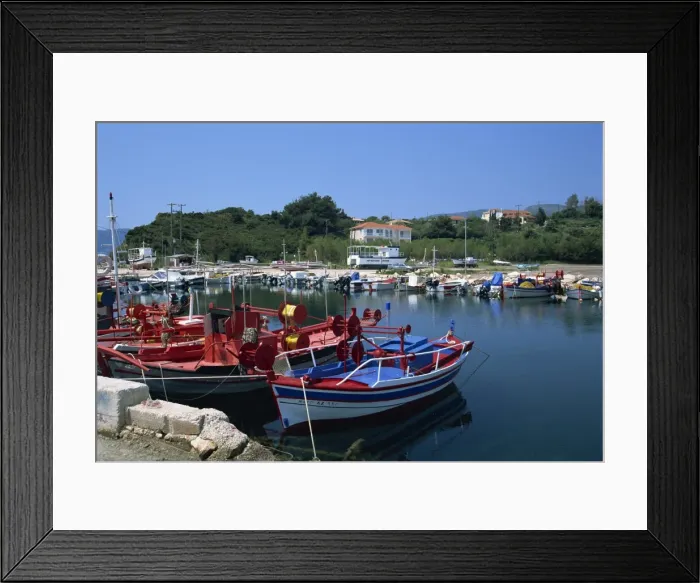 Framed Print : Boats in harbour at Lithakia Framed Print : Boats in harbour at Lithakia