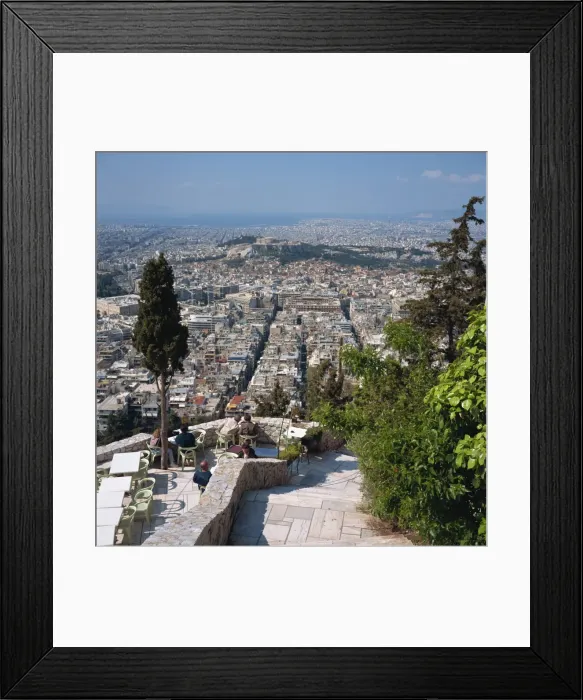 Framed Print : Terrace restaurant on Lykabettos Hill with panorama Framed Print : Terrace restaurant on Lykabettos Hill with panorama