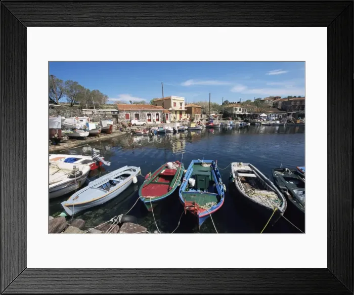 Framed Print : Skala Polichnitos boats and harbour Framed Print : Skala Polichnitos boats and harbour