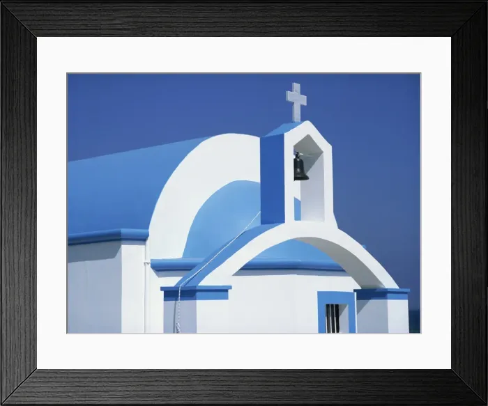Framed Print : Detail from a typical blue and white church Framed Print : Detail from a typical blue and white church