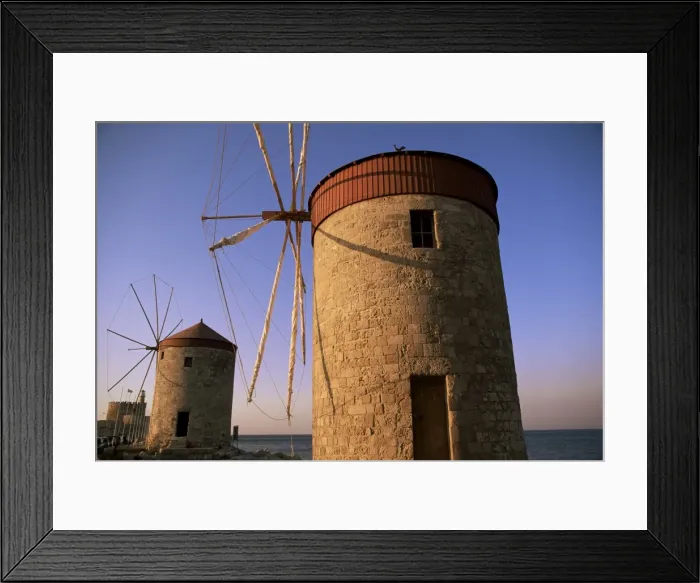 Framed Print : Windmills, Rhodes Harbour Framed Print : Windmills, Rhodes Harbour
