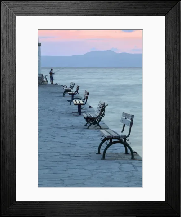 Framed Print : Fishing on jetty at dawn