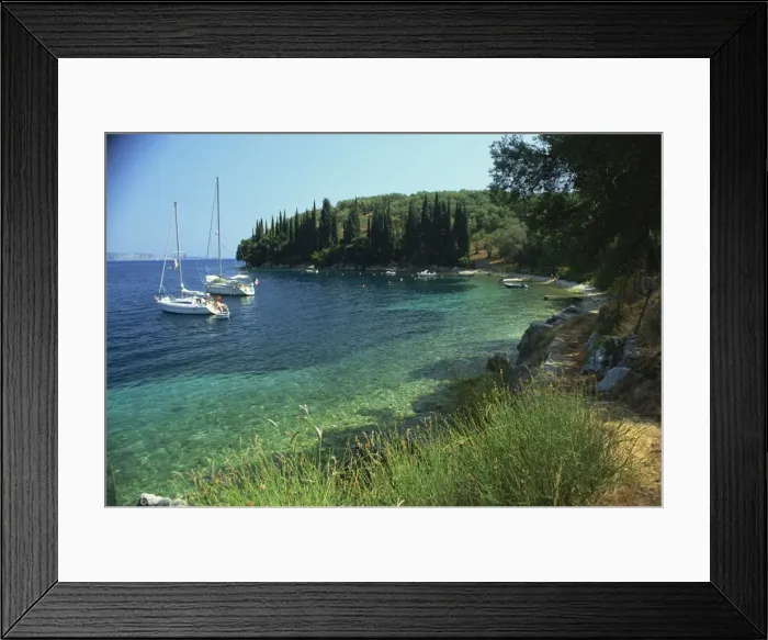 Framed Print : Yachts moored offshore in Kalami Bay on the coast