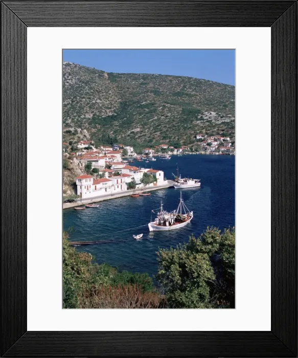 Framed Print : Fishing boat and harbour Framed Print : Fishing boat and harbour