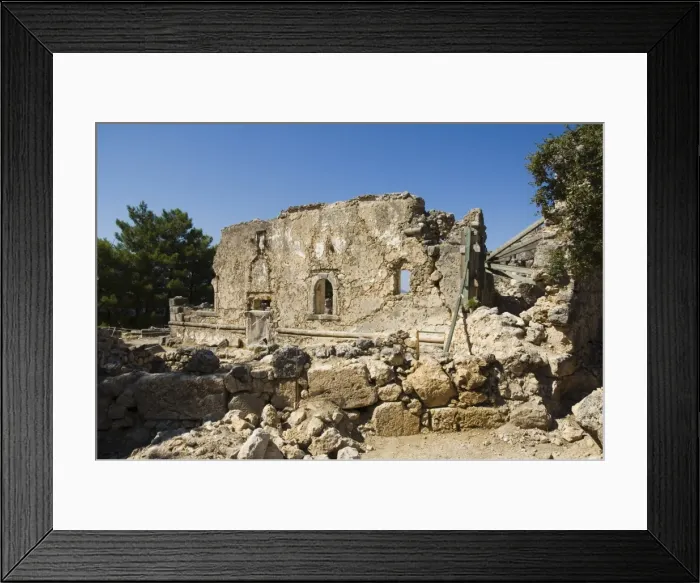 Framed Print : Old church that collapsed in the 1953 earthquake near Sami Framed Print : Old church that collapsed in the 1953 earthquake near Sami