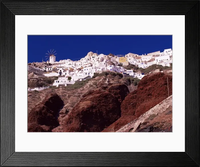 Framed Print : Oia village and red volcanic rocks Framed Print : Oia village and red volcanic rocks