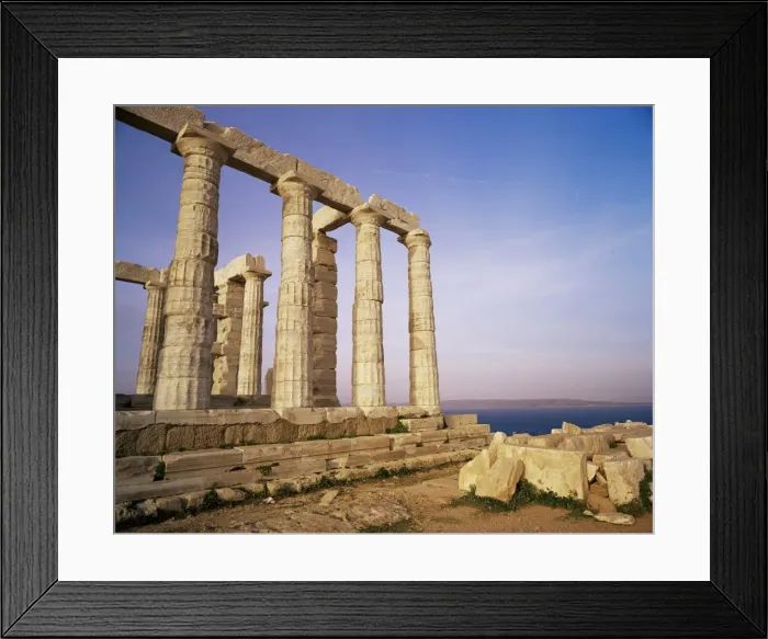 Framed Print : Temple of Poseidon and the Mediterranean sea beyond Framed Print : Temple of Poseidon and the Mediterranean sea beyond