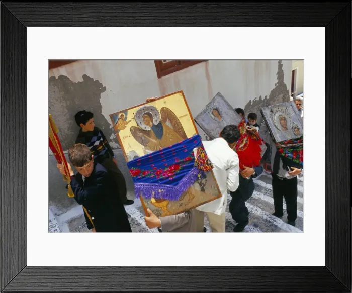 Framed Print : People carrying icons during the celebration of Lambri Triti Framed Print : People carrying icons during the celebration of Lambri Triti