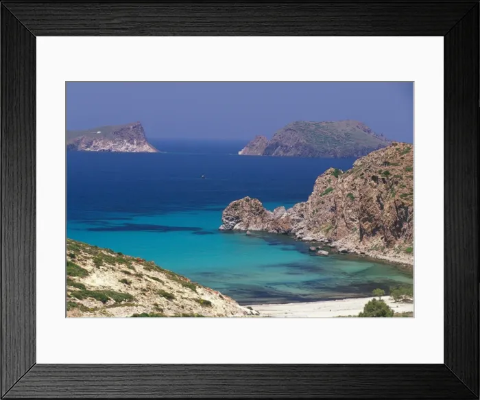 Framed Print : Aerial view of Plathiena beach and rocks Framed Print : Aerial view of Plathiena beach and rocks