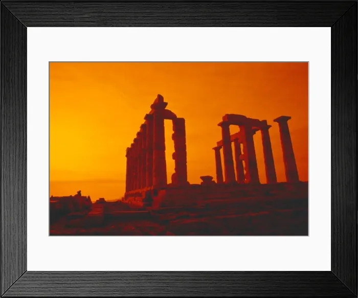 Framed Print : Temple of Poseidon at sunset Framed Print : Temple of Poseidon at sunset