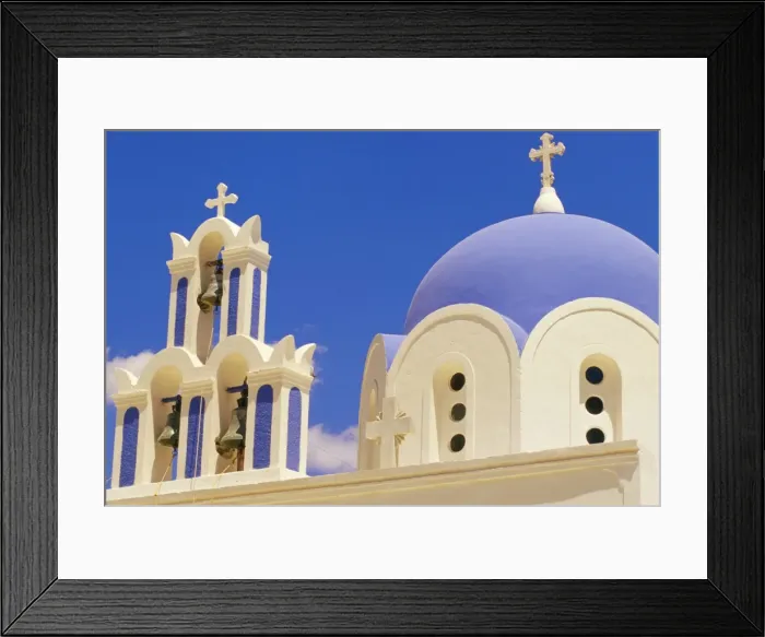 Framed Print : Blue and white bell tower and dome Framed Print : Blue and white bell tower and dome