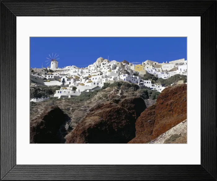 Framed Print : Oia village and volcanic rocks Framed Print : Oia village and volcanic rocks