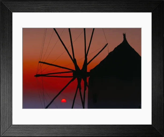 Framed Print : Silhouette of windmill at sunset Framed Print : Silhouette of windmill at sunset