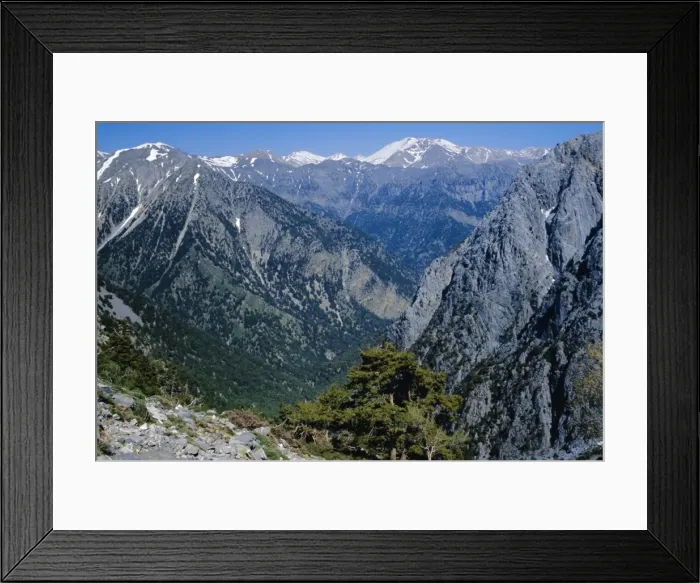 Framed Print : View over the Samaria Gorge and surrounding mountains Framed Print : View over the Samaria Gorge and surrounding mountains
