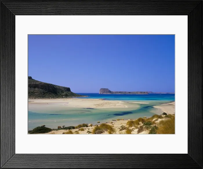 Framed Print : Sandy beach of Tigani and Agria islet and coast Framed Print : Sandy beach of Tigani and Agria islet and coast