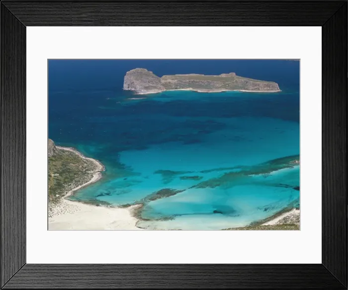 Framed Print : Aerial view of sandy beach of Tigani and Agria island Framed Print : Aerial view of sandy beach of Tigani and Agria island