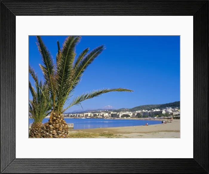 Framed Print : Palm tree and Rethymo beach Framed Print : Palm tree and Rethymo beach
