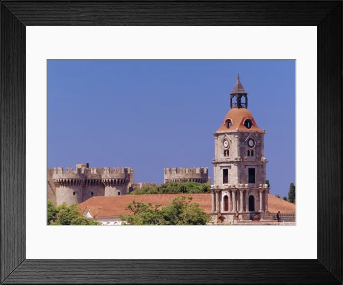 Framed Print : Byzantine Clocktower and Palace of the Grand Masters Framed Print : Byzantine Clocktower and Palace of the Grand Masters