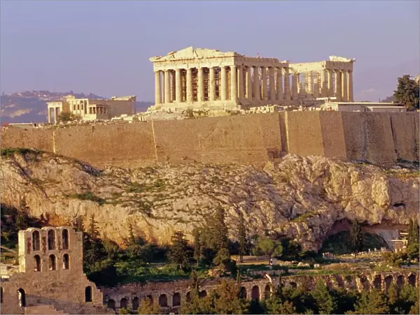 View of the Parthenon and the Acropolis seen from Filopappos Hill