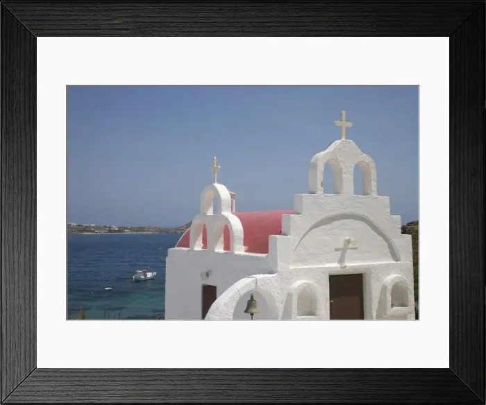 Framed Print : Church near the beach of Psarou Framed Print : Church near the beach of Psarou