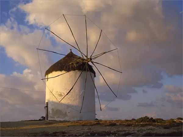 Typical Greek windmill in Antiparos Town